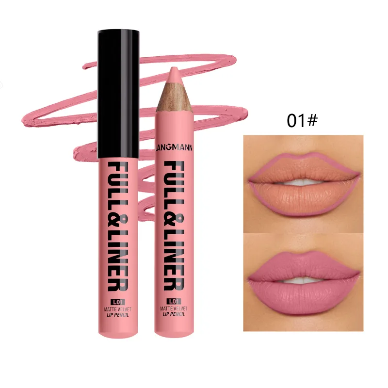 Matte Lip Liner Son Môi Bút Gỗ Có Thể Cắt Kẻ Viền Môi Lâu Dài Không Dính Vào Cốc Không phai màu