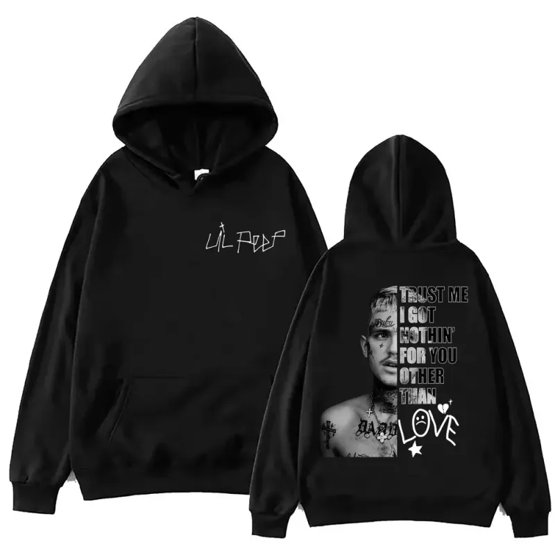 ラッパーリルのぞき見マーチパーカー男性女性服ヒップホップヴィンテージプルオーバーファッションカジュアル特大フード付きスウェットシャツストリート