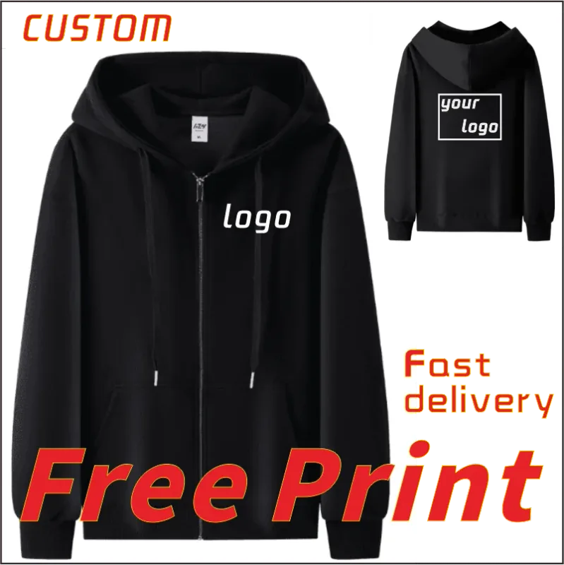 Hoodie Fesyen, Hoodie, Jaket Zip Tersuai, Cardigan, Logo Bercetak, Logo Bersulam, Pakaian Kapas Tulen Lelaki dan Wanita