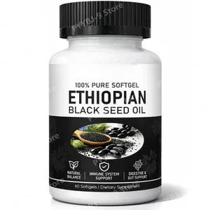 Capsule molli di olio di semi neri etiopi 800mg Capsule di estratti di erbe pressati a freddo Supporto quotidiano per l'equilibrio del benessere Non OGM 60 conteggi