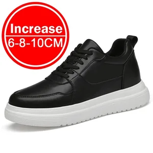 Plus Size37-46 Lift Sepatu Pria Lift Sepatu Tinggi Meningkatkan Insole 8Cm Putih Hitam Lebih Tinggi Sepatu Pria Rekreasi Sepatu Fashion