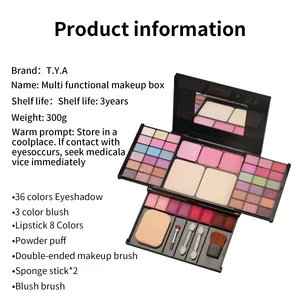 Set Hadiah Solek untuk Wanita Kit Penuh Semua dalam Satu Solekan Serbuk Kening Gincu Lip Gloss Berus Shimmer Glitter Eyeshadow Palet
