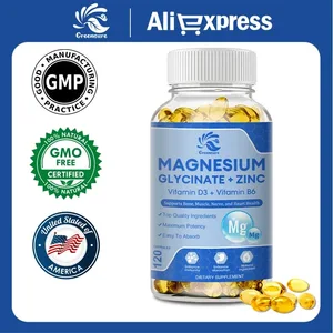 Magnesium Glycinate D3 B6 kapsler for å slappe av søvn nerve muskler og hjerte helse supplement