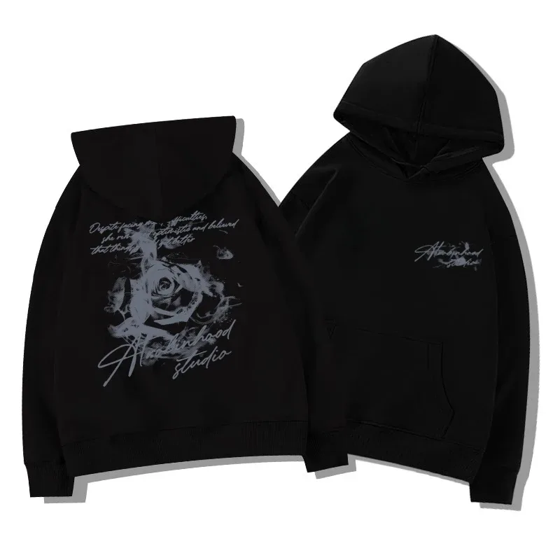 Bunga Mawar Lelaki Wanita Hoodie Pullover Luaran Jalanan Kasual Longgar Sukan Keselesaan Bersukan Serbaguna Harian Musim Sejuk Musim Gugur Sweatshirt