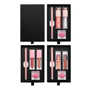 4pcs/kit Vegan Makeup Lip Gloss Matte Lipstick Lip Liner Lip Mask Set Private Label Custom Logo Wholesale
