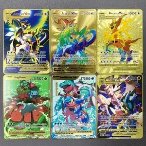 Anglické karty kovových pokémonů DIY Arceus Mewtwo Charizard Pikachu Lesklý Železný Pokémon GX Vmax EX Hra Dětská kolekce Karta Hračka Dárek