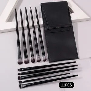 10-Piece Eye Makeup Brush Set: Eyeliner Eyeshadow Aegyo-sal Brushes with a PU Leather Makeup Brush Pouch