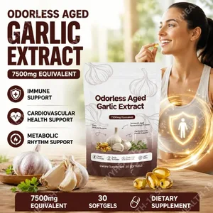 Odorless Aged Garlic Extract Softgels 7500mg Equivalent 24-Month Fermented For Immune Cardio Metabolic Support Adult 30 Count