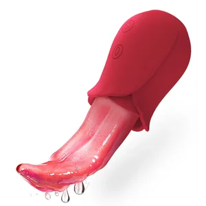 Realistic Licking Tongue Rose Vibrator for Women Nipples Clitoral Stimulation Vibrators Sex Toys for Adult Female Couples 18+