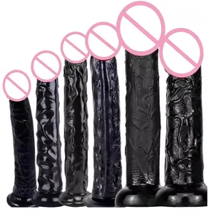 Dildo Hitam Realistis Murah 6 Ukuran Cangkir Isap Penis Penyumbat Pantat Kontol Panjang G Spot Anal Vagina Masturbasi Mainan Seks Dewasa untuk Wanita
