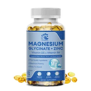 Magnesiumglycinat og sink 500mg mineraltilskudd for å støtte muskelledd og helse maksimal absorpsjon