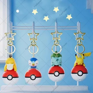Pokémon Roztomilá zářící série Charm PokeBall Keychain Model Panenka Pikachu Piplup Bulbasaur Akční figurka Kreslená taška Příslušenství Dárek