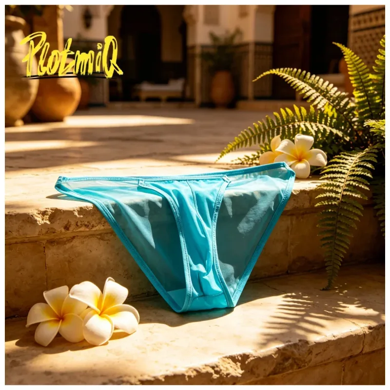 1PCS Herren Dünne Mesh Tanga Durchsichtig Atmungsaktive Sommer Stil U Pouch Männliche Kurze Unterwäsche