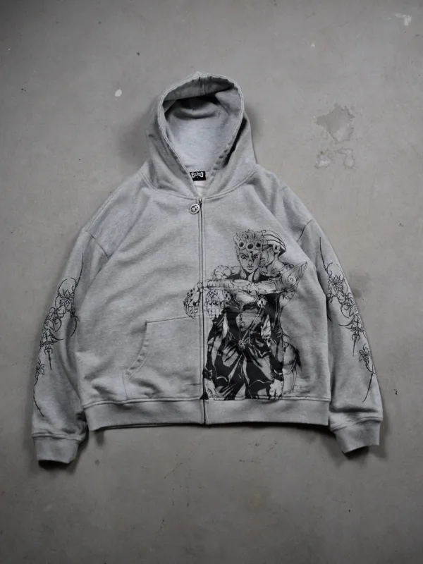 Harajuku Jojo Bizarre Adventure bluzy z kapturem na zamek ponadgabarytowe męskie damskie bluza z kapturem na zamek Hip Hop pary Y2k Street bluza