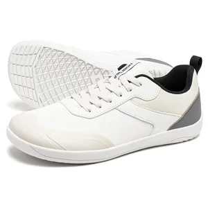 Kasut Kaki Lebar Lelaki Wanita Jaring Minimalis Sneakers Kulit Tiruan Bertali Kasut Berjalan Ringan Bernafas