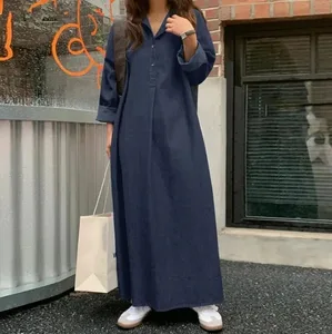 Robe en jean décontractée pour femmes, surdimensionnée, Vintage coréenne, Streetwear, élégante, manches longues, couleur unie, Maxi, 2026