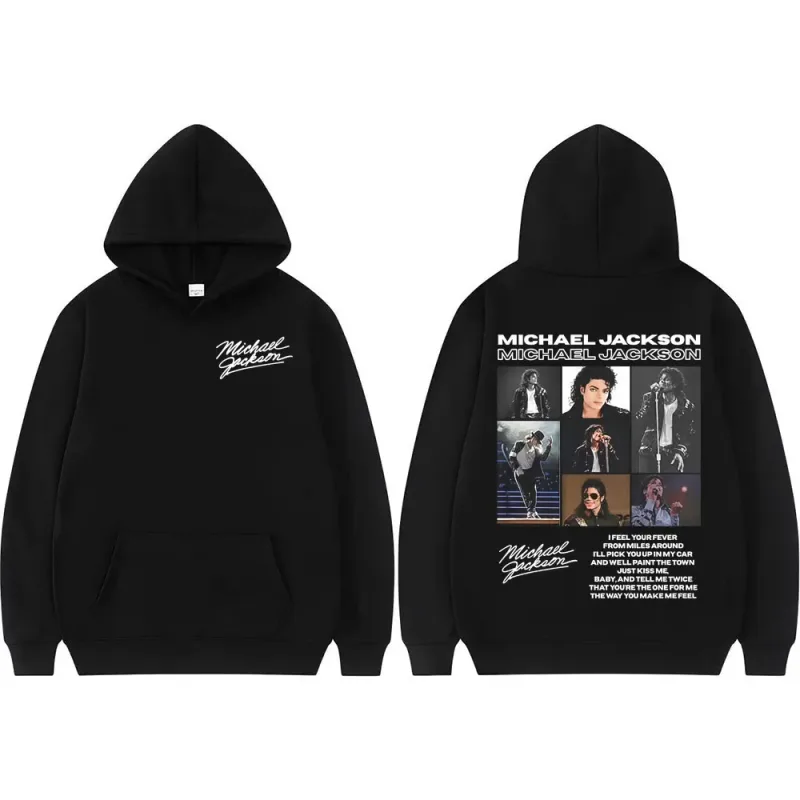 King of Pop Michael Jackson Tour Retro Hoodies Men's Clothing Harajuku Hip Hop Style Sweatshirts Casual Cozy Oversized Pullovers