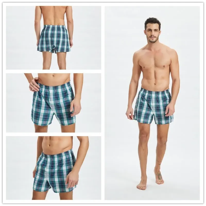 8PCS size M-9XL men's plus size boxer shorts men's square shorts men's casual summer beach underwear men's checkered underwear