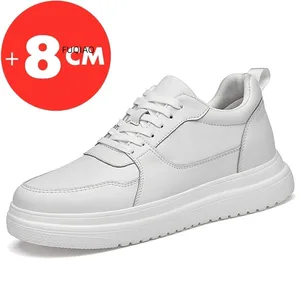 Sepatu Lift Pria Ukuran Besar Sepatu Lift Sol Dalam Penambah Tinggi Sepatu Hak Tinggi 7-8CM Sepatu Olahraga Kulit Asli