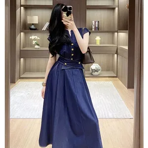Robe en jean sans manches, tenue d'été à manches courtes pour femmes, Slim, ligne a, robes de trajet décontractées, 2026