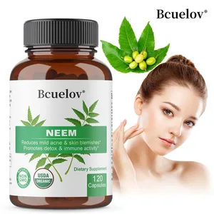 Capsule di Neem Biologico - Integratori a base di erbe per l'acne che supportano la pelle chiara e la disintossicazione - Vegani non OGM senza glutine