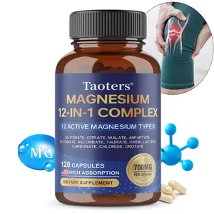 Magnesium 12-in-1 complex supplement – ​​700 mg hoge absorptieglycinaatcitraatmalaat en tauraatmengsel voor spierzenuwslaap