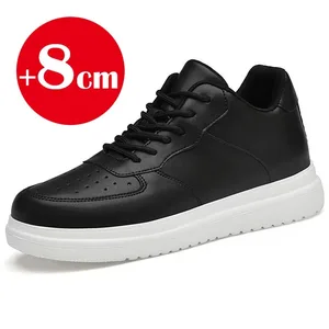 Sepatu Penambah Tinggi Baru 2026 untuk Pria 8Cm Sepatu Lift Tak Terlihat Sepatu Kulit Putih Olahraga Zapatillas De Hombre Ukuran Besar 46