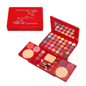 Kit Solek Set Penuh untuk Wanita Pelbagai fungsi Semua dalam Satu Kotak Merah 49 Warna Wajah Bibir Pembayang Mata Berus Penyerlah Palet Mekap