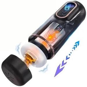 Automatischer Teleskop-Saugen-männlicher Masturbator, vibrierend, intelligente Heizung, sexy Stimme, Kopfhörer, Taschenmuschi, Sexspielzeug für Männer