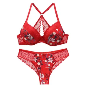 Soutien-gorge rembourré à armatures pour femmes, culotte de sous-vêtements Push Up, Lingerie, ensembles de culottes 34 36 38 40 42 44 A B C D E