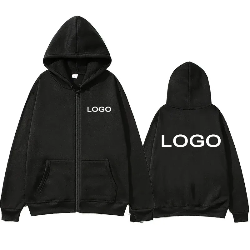 Tilpasset trykt menn Dame hettegenser med glidelås Løse fritidsklær Mote Langermet hettegenser Personlighet Sweatshirts