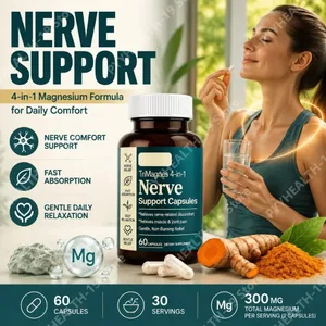 TriMagnes 4-in-1 magnesiumcomplexcapsules 300 mg met citraatglycinaatmalaat Kurkuma voor zenuwcomfort Spierontspanning 60 Ct