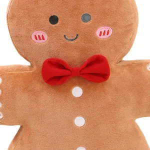 Somrient home de pa de gingebre Coixí de Nadal Coixí per a sofà Decoració de la llar Novetat Decoració per a la llar de vacances per a la sala d'estar