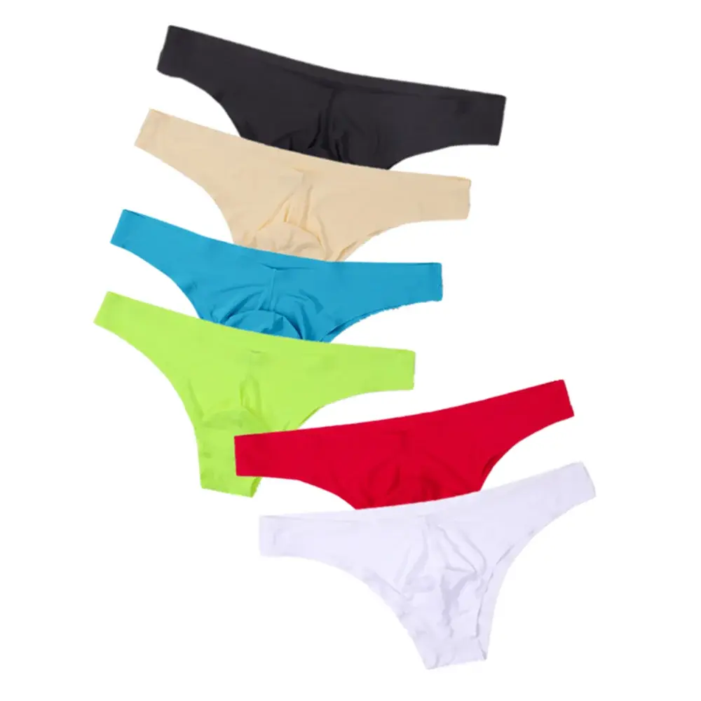 Summer Men's Seamless Ice Silk Briefs Comfortable Cool Breathable Low-waist Plus Size Underwear U-shaped Convex Shorts