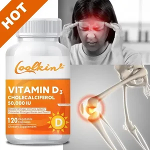 Högpotent vitamin D3 50 000 IE - 120 vegetariska kapslar - Glutenfritt icke-GMO-vitamin D-tillskott