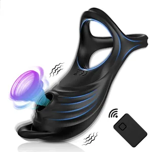 ดูด Vibrating Cock แหวนผู้ชายรีโมทคอนโทรลแหวนอวัยวะเพศชาย Ejaculation DELAY Clitoris Sucker กระตุ้นเพศของเล่นสำหรับคู่