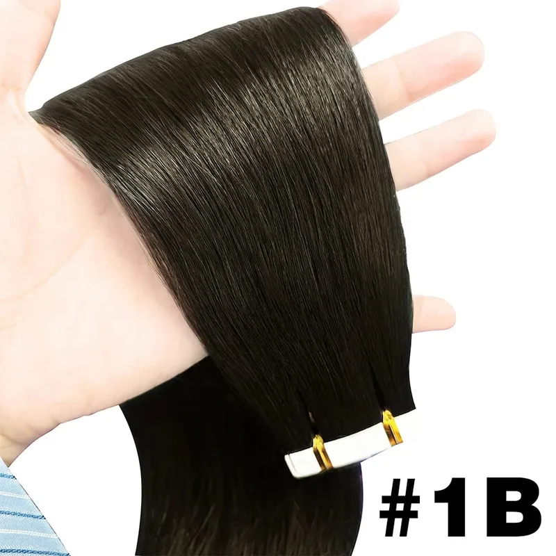 Tape in Hair Extensions Human Hair 16-26 Inch 50g 20pcs Skin Weft Seamless Tape in Real Remy Straight Hair for Women Daily Use