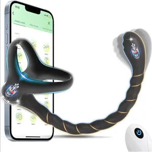 초보자 항문 진동기 APP 제어 진동 엉덩이 플러그 수탉 반지 남성용 전립선 마사지 남성용 게이 섹스 토이 용 아날 플러그 18 +