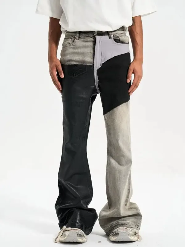 Pantalon en jean évasé pour hommes, couleur contrastée, décontracté, tendance, Simple, basique, Slim, quatre saisons, nouvelle mode, Streetwear