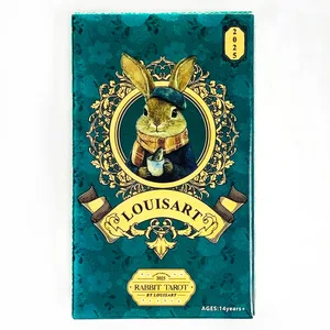 Louisart – cartes Tarot lapin, 78 cartes Vintage vert de luxe, jeu de cartes de Divination artistique lapin anthropomorphe mignon