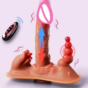 Thick Riding Dildo Sex Toys 3 in 1 Thrusting Vibrating Licking Big Realistic Dildo G-Spot Vibrators Masturbator Adult Sex Toys