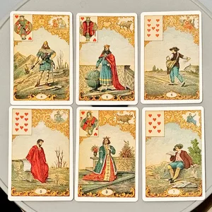 Traditionelle Cartomancy-Karten, 9 x 6 cm, Vintage-Antik-Destiny-Wahrsagekarten, 32-Karten-Orakeldeck Le Jeu Du Destin Antique
