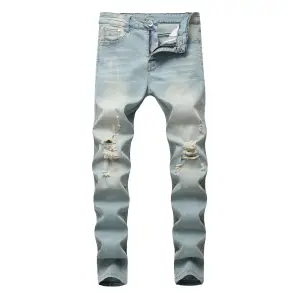 Jeans skinny Uomo Denim Pant Punk Street Style Strappato Vintage Wash Pantaloni Uomo Casual Slim Fit Matita Denim Fori Pantaloni 2025