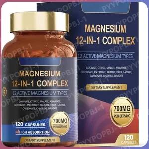 Magnesiumcapsule bevat glycinaatcitraat en aspartaat enz. Complex supplement Ontspanning Spier Hart Gezondheidsondersteuning 120 tellen