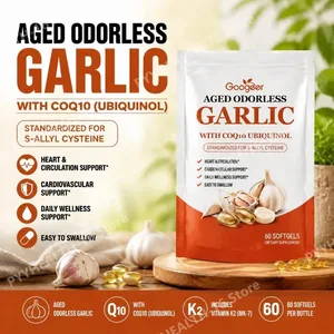 Aged Odorless Garlic Softgels with CoQ10 Ubiquinol & K2 Blood Pressure Heart & Circulation Support Cholesterol 60 Softgels