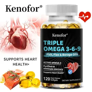 Trippel Omega 3-6-9 - Fiskeolje Linolje og borageolje - Støtter hjerte-hjerne- og leddhelse
