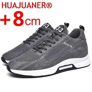 Kasut Sneakers Lelaki Lif Kasut Tumit Tersembunyi Kasut Ketinggian Bernafas untuk Lelaki Menaikkan Insole 6CM Kasut Tinggi Kasual Sukan