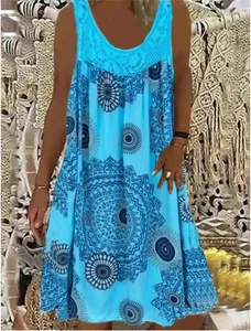 Camisola sexy con hombros descubiertos y estampado Digital, talla S-5XL para mujer, vestido holgado, vestido informal de encaje, vestido de verano