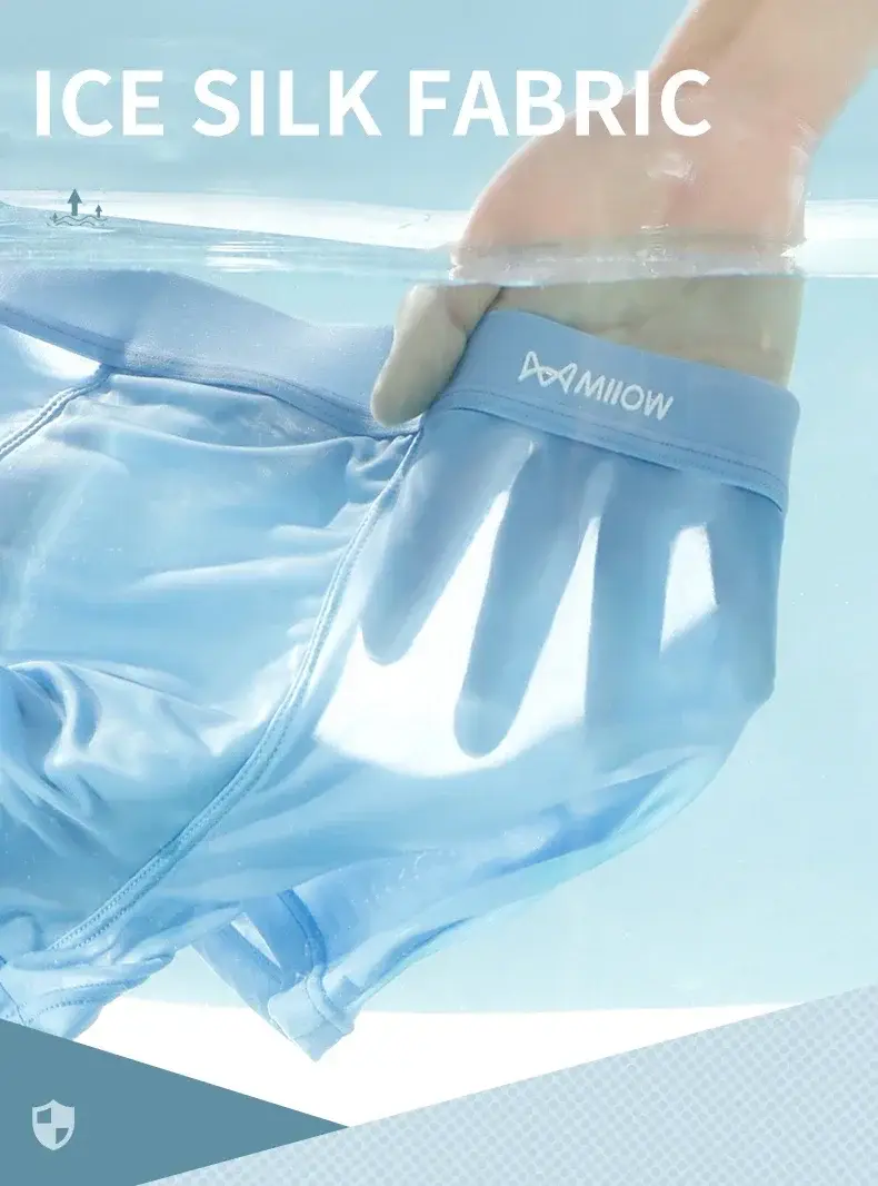MiiOW 3 Stücke Dünne Eisseide Männer Boxershorts Graphene Antibakterielle Mann Unterwäsche Atmungsaktive Herrenhöschen Herren Boxershorts Badehose