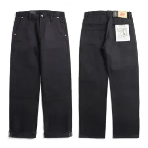 Red Tornado Black Jeans pour hommes Coupe décontractée Pantalon d'officier en denim selvedge 14,5 oz